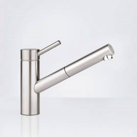 Soft Inox Küchenarmatur Mit Ausziehbarem Sprühkopf - Gebürstetes Nickel, 360° Drehbar, Einhebel, Für Einloch-Montage