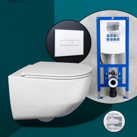 LAUFEN Pro Komplett-SET Wand-WC mit neeos Vorwandelement, Betätigungsplatte mit eckiger Betätigung in weiß, mit CleanCoat