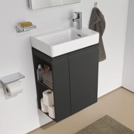 LAUFEN Pro S Handwaschbeckenunterschrank mit 1 Tür und Seitenablage Front graphit/Korpus graphit