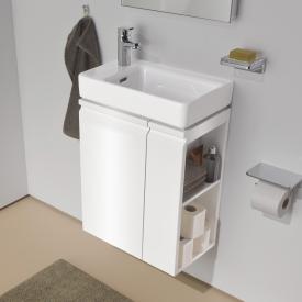 LAUFEN Pro S Handwaschbecken mit Waschtischunterschrank mit 1 Tür Front weiß glanz/Korpus weiß glanz, WT weiß, mit Clean Coat, mit 1 Hahnloch