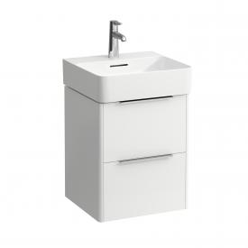 LAUFEN VAL Handwaschbecken mit Base Waschtischunterschrank mit 2 Auszügen weiß glanz, WT weiß, mit Clean Coat, mit 1 Hahnloch, mit Überlauf
