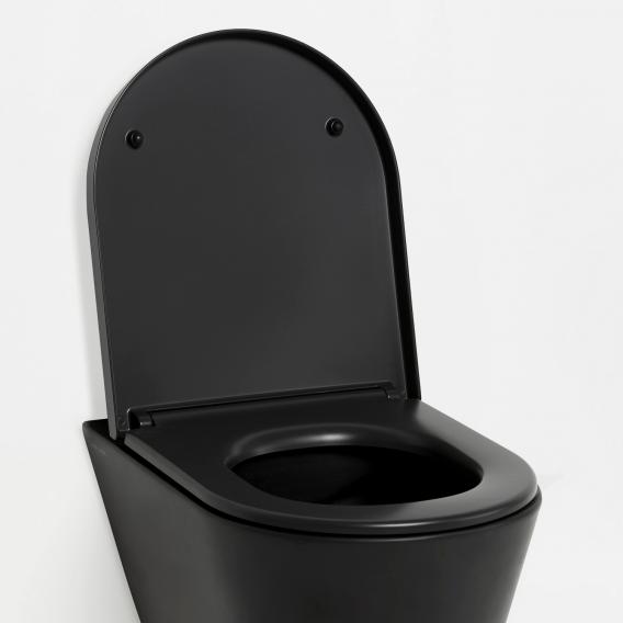 Kartell by LAUFEN Komplett-SET Wand-WC mit neeos Vorwandelement, Betätigungsplatte mit eckiger Betätigung in schwarz matt, WC in schwarz matt