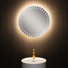 neoro n80 Designspiegel Ø 60 cm, mit umlaufender Beleuchtung, direkt + indirekt