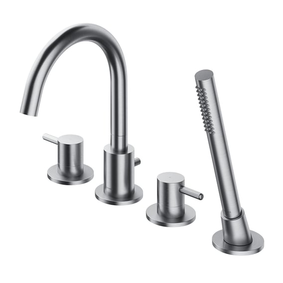 Kingston Concord Badewannen-Armatur – 2-Griff, Gebürstetes Nickel, 7,0 GPM Durchfluss | Wandmontage