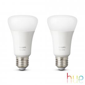 PHILIPS Hue White LED E27, 9,5 Watt Doppelpack