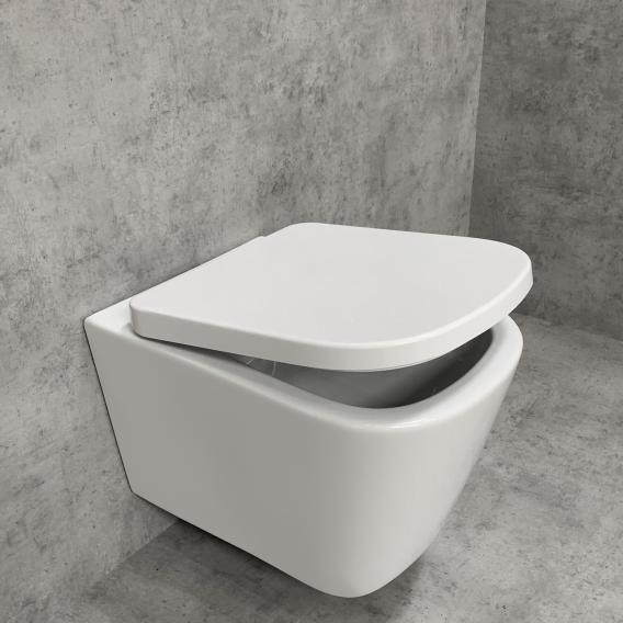 PREMIUM 100 Wand-Tiefspül-WC-SET mit Montagezubehör, spülrandlos, eckig, mit WC-Sitz