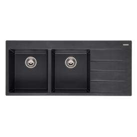 Reginox Breda 30 Küchenspüle mit Doppelbecken und Abtropffläche schwarz metallic