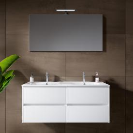 Riho Porto Square Doppelwaschtisch mit Waschtischunterschrank und Spiegel weiß hochglanz