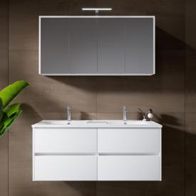 Riho Porto Wave Doppelwaschtisch mit Waschtischunterschrank und LED-Spiegelschrank Front weiß hochglanz / Korpus weiß hochglanz