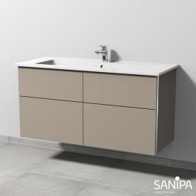 Sanipa 3way Waschtisch Venticello mit Waschtischunterschrank mit 4 Auszügen sandgrau matt, mit Griffmulde
