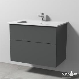 Sanipa 3way Waschtisch Venticello Waschtischunterschrank mit 2 Auszügen anthrazit matt, mit Tip-On-Technik