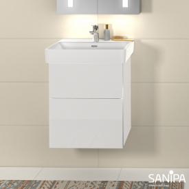 Sanipa 3way Waschtischunterschrank für Pro S mit 2 Auszügen weiß soft, mit Griffmulde