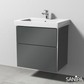 Sanipa 3way Waschtischunterschrank für Subway 2.0 mit 2 Auszügen anthrazit glanz, mit Griffmulde