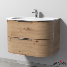 Sanipa 4balance Waschtisch mit Waschtischunterschrank mit 2 Auszügen eiche natural touch, mit Griffleiste