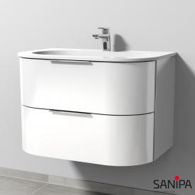 Sanipa 4balance Waschtisch mit Waschtischunterschrank mit 2 Auszügen weiß glanz, mit Griffleiste