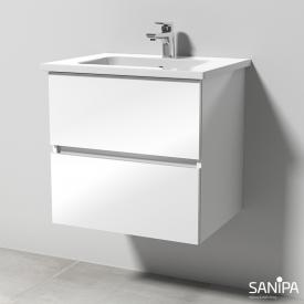 Sanipa Solo One Euphoria Waschtisch mit Waschtischunterschrank mit 2 Auszügen weiß glanz