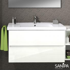 Sanipa Solo One Harmonia Waschtisch mit Waschtischunterschrank mit 2 Auszügen weiß glanz
