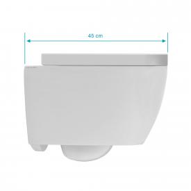 Scarabeo Moon Wand-Tiefspül-WC mit WC-Sitz, ohne Spülrand, Ausführung kurz weiß matt, mit BIO System Beschichtung