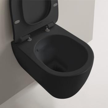 Scarabeo Moon Wand-Tiefspül-WC ohne Spülrand, schwarz matt, mit BIO System Beschichtung