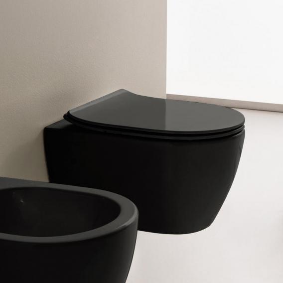 Scarabeo Moon Wand-Tiefspül-WC ohne Spülrand, schwarz, mit BIO System Beschichtung