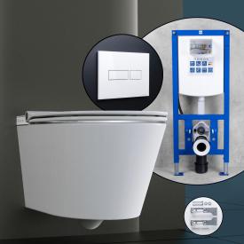 Schütte Cesari Komplett-SET Dusch-WC mit neeos Vorwandelement, Betätigungsplatte mit eckiger Betätigung in weiß