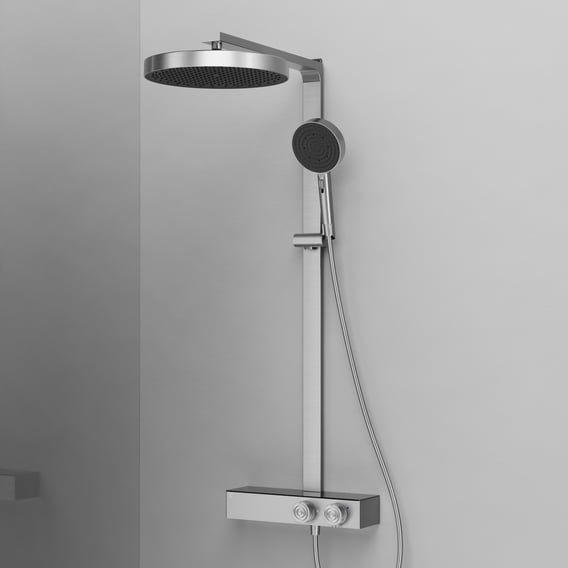 Steinberg 911 Aufputz-Duschsystem mit Thermostat edelstahl gebürstet