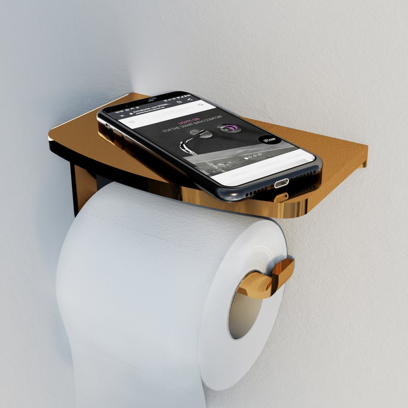 Toilettenpapierhalter Mit Ablage Aus Edelstahl – Gebürstetes Silber, Wandmontiert