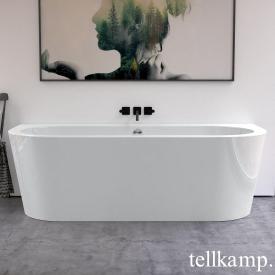 Tellkamp Solitär Wall Vorwand-Badewanne mit Verkleidung weiß glanz, Schürze weiß glanz, mit Wanneneinlauf