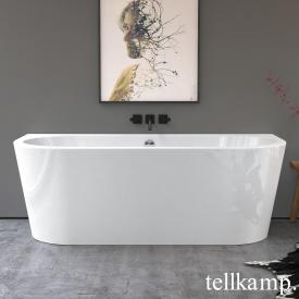 Tellkamp Solitär Wall Vorwand-Badewanne mit Verkleidung weiß glanz, Schürze weiß glanz, mit Wanneneinlauf