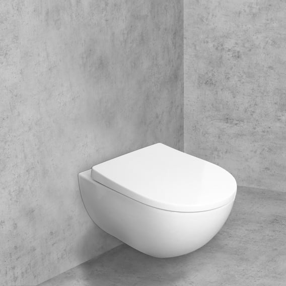 ALLIBERT WC-Sitz Naturo Marmor – Weiß, Soft-Close, Für Standard-WCs