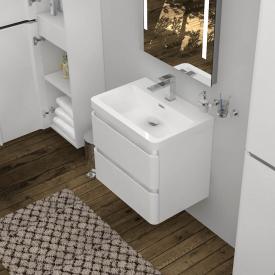 Treos Serie 920 Waschtisch mit Waschtischunterschrank mit 2 Auszügen weiß, mit 1 Hahnloch