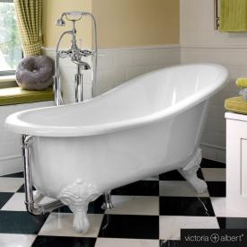 Victoria + Albert Shropshire Freistehende Oval-Badewanne weiß glanz/innen weiß glanz, mit weißen Metall Füßen