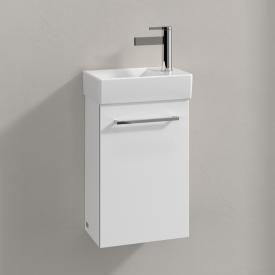 Villeroy & Boch Avento Handwaschbecken mit Waschtischunterschrank mit 1 Tür crystal white, Waschtisch weiß mit Ceramicplus, Becken links