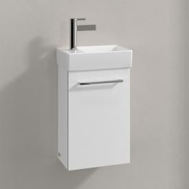 Villeroy & Boch Avento Handwaschbecken mit Waschtischunterschrank mit 1 Tür crystal white, Waschtisch weiß mit Ceramicplus, Becken rechts