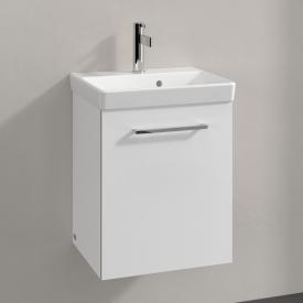 Villeroy & Boch Avento Handwaschbecken mit Waschtischunterschrank mit 1 Tür crystal white, Waschtisch weiß mit Ceramicplus