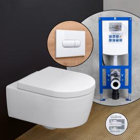 Villeroy & Boch Avento Komplett-SET Wand-WC mit neeos Vorwandelement, Betätigungsplatte mit ovaler Betätigung in weiß