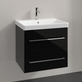 Villeroy & Boch Avento Waschtisch mit Waschtischunterschrank mit 2 Auszügen crystal black, WT weiß mit Ceramicplus