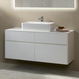 Villeroy & Boch Collaro Aufsatzwaschtisch mit Embrace Waschtischunterschrank mit 4 Auszügen glossy white, Griffmulde weiß matt, WT weiß