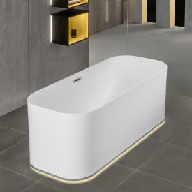 Villeroy & Boch Finion Freistehende Oval-Badewanne mit Emotion-Funktion weiß, chrom, mit integriertem Wassereinlauf, mit Design-Ring