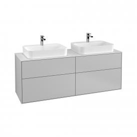 Villeroy & Boch Finion Waschtischunterschrank für 2 Aufsatzwaschtische mit 4 Auszügen light grey matt, Abdeckplatte white matt