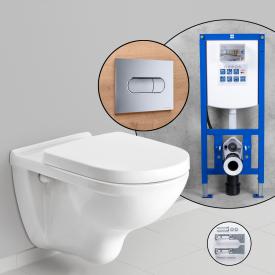 Villeroy & Boch O.novo Komplett-SET Wand-WC mit neeos Vorwandelement, Betätigungsplatte mit ovaler Betätigung in chrom, mit CeramicPlus