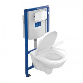 Villeroy & Boch O.novo Wand-Tiefspül-WC Combi-Pack ViConnect, offener Spülrand, mit WC-Sitz Drückerplatte weiß