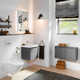 Villeroy & Boch Subway 3.0 Handwaschbecken mit Waschtischunterschrank und More to See Lite Spiegel Waschtisch weiß mit CeramicPlus