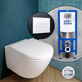 Villeroy & Boch Subway 3.0 Komplett-SET Wand-WC mit neeos Vorwandelement, Betätigungsplatte mit eckiger Betätigung in weiß, mit CeramicPlus