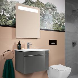 Villeroy & Boch Venticello Waschtisch mit Waschtischunterschrank und More to See 14 Spiegel glossy grey/verspiegelt/aluminium matt