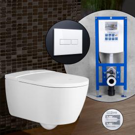 Villeroy & Boch ViClean Komplett-SET Dusch-WC mit neeos Vorwandelement, Betätigungsplatte mit eckiger Betätigung in weiß, WC in weiß