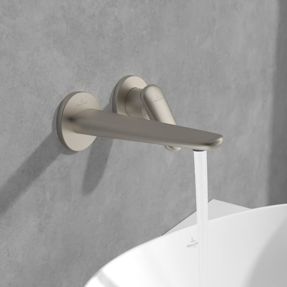 Senlesen Waschtischarmatur Modern: Touch-On Bedienung, Gebürstetes Nickel & Antike Messing-Optik – Inkl. 3-Loch Abdeckplatte