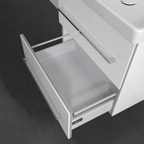 Villeroy & Boch Avento Waschtisch mit Waschtischunterschrank mit 2 Auszügen crystal white, Waschtisch weiß mit Ceramicplus