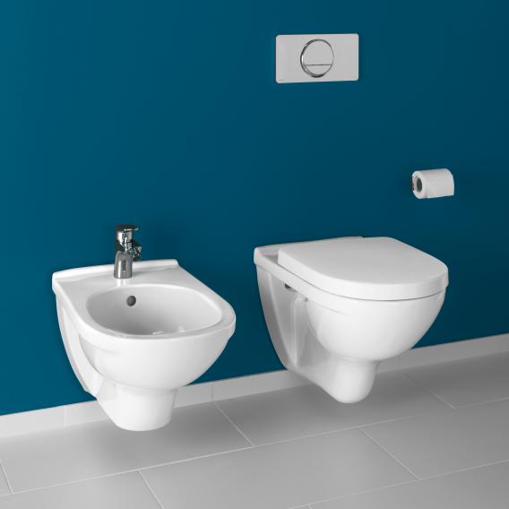 Villeroy & Boch O.novo Combi-Pack Wand-Tiefspül-WC, mit WC-Sitz ohne Spülrand, weiß, mit CeramicPlus