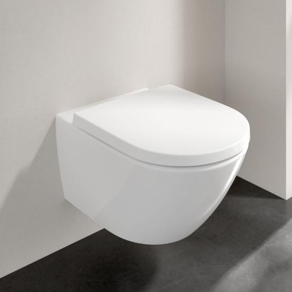 Villeroy & Boch Subway 3.0 Wand-Tiefspül-WC TwistFlush, mit WC-Sitz weiß, mit CeramicPlus, WC-Sitz mit Absenkautomatik & abnehmbar